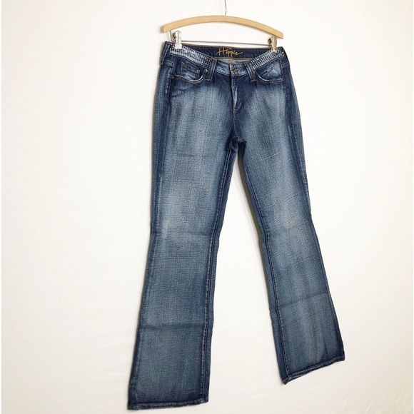 Hippie wide leg, embellished, sequin waist, jeans - Picture 9 of 11